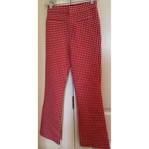 Zara Red White Gingham Check High Waisted Flared Pants XS 4661/203/094 New
